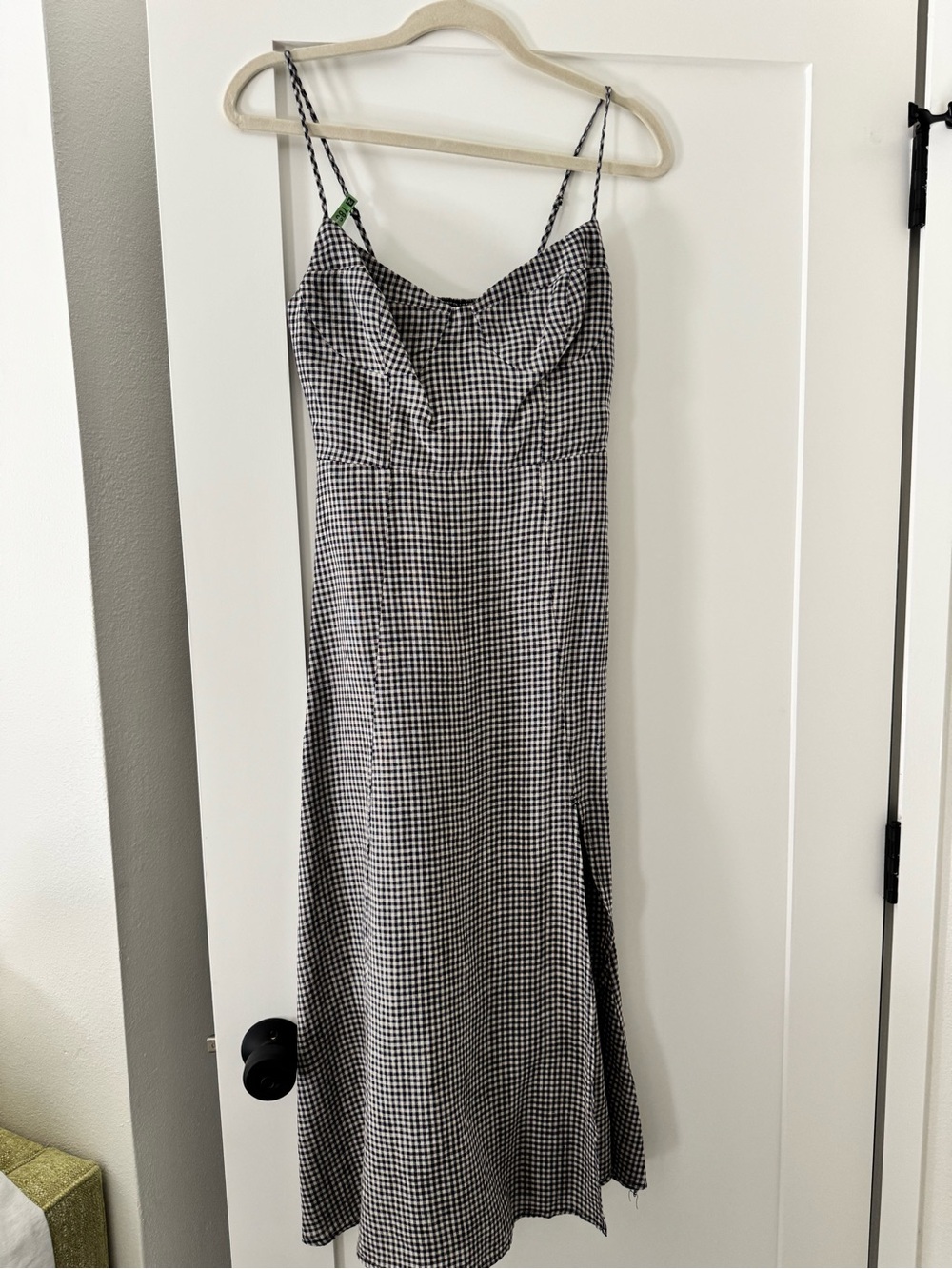 Astr the Label Figueroa Gingham Spaghetti-Strap Midi Dress Size S Linen - Picture 7 of 7